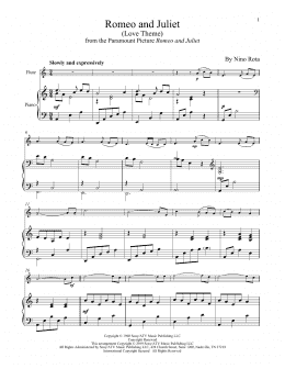 page one of Romeo And Juliet (Love Theme) (Flute and Piano)