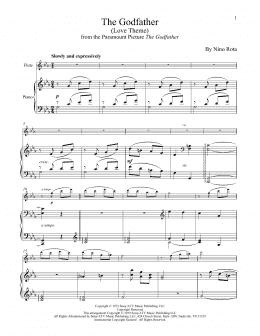 page one of The Godfather (Love Theme) (Flute and Piano)