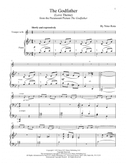 page one of The Godfather (Love Theme) (Trumpet and Piano)