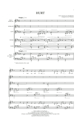 page one of Hurt (arr. Eric Whitacre) (SATB Choir)