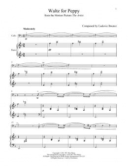 page one of Waltz For Peppy (from The Artist) (Cello and Piano)