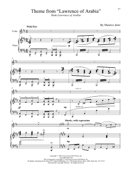 page one of Theme From "Lawrence Of Arabia" (Violin and Piano)