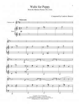 page one of Waltz For Peppy (from The Artist) (Clarinet and Piano)