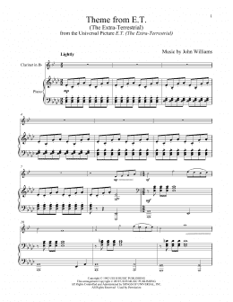 page one of Theme From E.T. (The Extra-Terrestrial) (Clarinet and Piano)