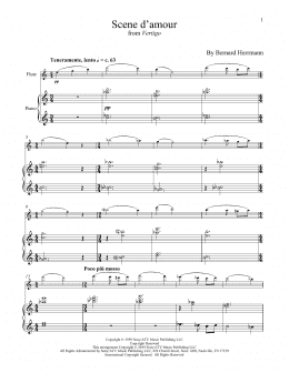 page one of Scene D'Amour (from Vertigo) (Flute and Piano)