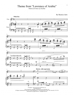 page one of Theme From "Lawrence Of Arabia" (Flute and Piano)