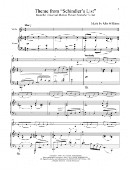 page one of Theme From "Schindler's List" (Violin and Piano)