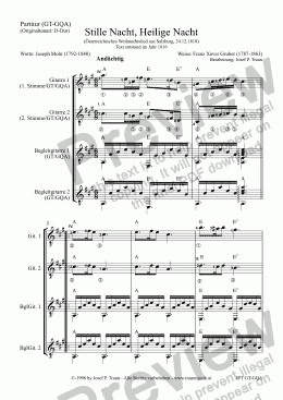 page one of Stille Nacht/Silent Night/Douce nuit, sainte nuit (GT-GQA/Score & Parts)