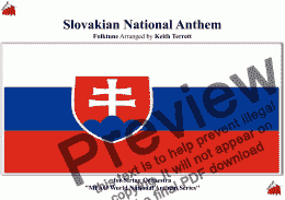 page one of Slovakian National Anthem ''Nad Tatrou sa blýska''for String Orchestra (MFAO World National Anthem Series)