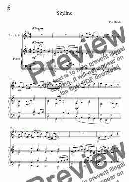 page one of Skyline - French Horn + Piano