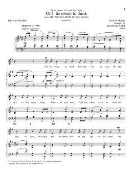 page one of Oh! 'Tis Sweet To Think (Piano & Vocal)