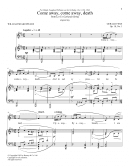 page one of Come Away, Come Away Death (Piano & Vocal)