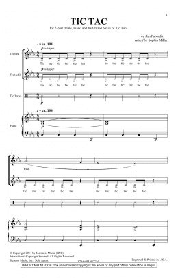 page one of Tic Tac (Unison Choir)