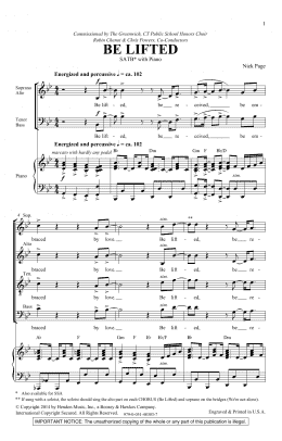 page one of Be Lifted (SATB Choir)