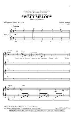 page one of Sweet Melody (SATB Choir)