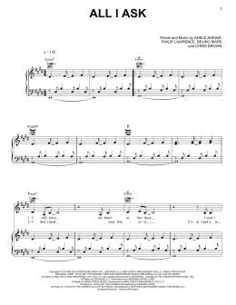 page one of All I Ask (Piano, Vocal & Guitar Chords (Right-Hand Melody))