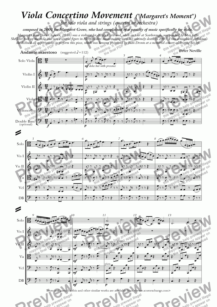 page one of ’Margaret’s Moment’ Viola concertino movement