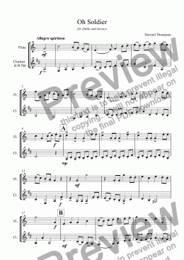 page one of Wind Duet on "Oh Soldier"