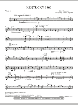 page one of Kentucky 1800 - Violin 1 (Orchestra)
