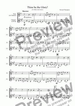 page one of Wind Duet on "Thine be the Glory"