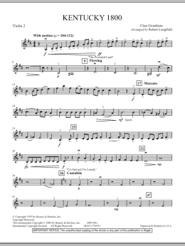 page one of Kentucky 1800 - Violin 2 (Orchestra)