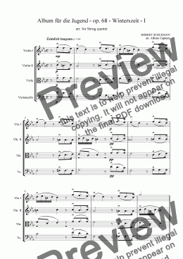 page one of Album für die Jugend - op. 68 - Winterszeit - I - arr. for String quartet