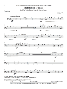 page one of Bethlehem Today - Trombone (Choir Instrumental Pak)