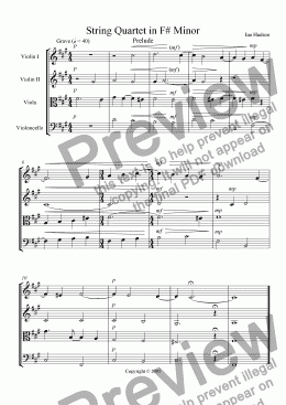 page one of String Quartet in F# Minor