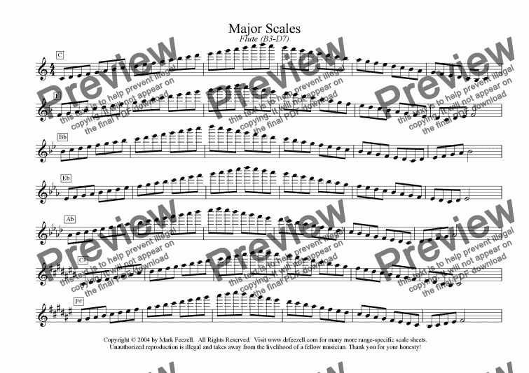 Flute Scales Entire Range Major Scales Only All Ranges Buy Pdf