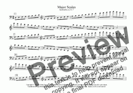 page one of marimba scales - ENTIRE RANGE - major scales only - all ranges