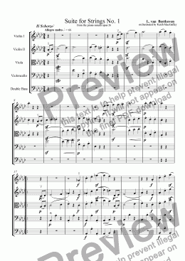 page one of Beethoven: Suite for Strings No. 1  -  II Scherzo - score