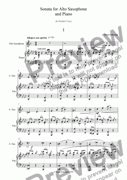 page one of Sonata for Saxophone and Piano (1st movement)