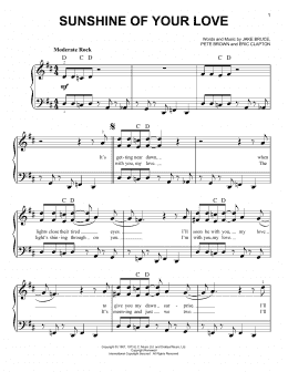 page one of Sunshine Of Your Love (Easy Piano)