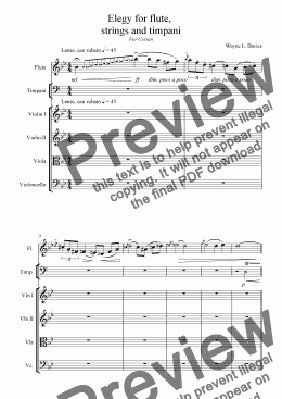 page one of Elegy for Flute, Strings and Timpani