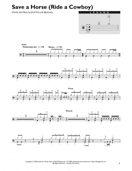 page one of Save A Horse (Ride A Cowboy) (Drum Chart)