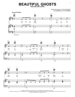 page one of Beautiful Ghosts (from the Motion Picture Cats) (Piano, Vocal & Guitar Chords (Right-Hand Melody))