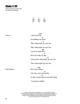 page one of Shake It Off (Ukulele Chords/Lyrics)
