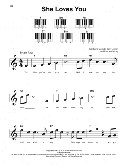 page one of She Loves You (Super Easy Piano)