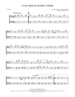 page one of I Saw Her Standing There (arr. Mark Phillips) (Cello Duet)