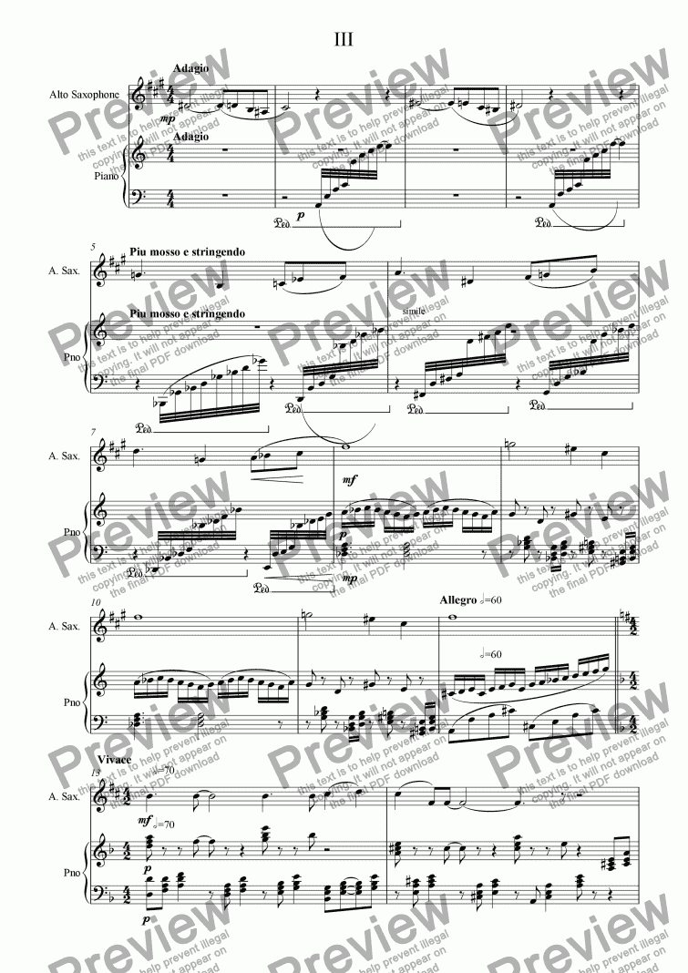 page one of Sonata for Saxophone and Piano (3rd movement)