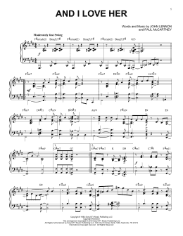 page one of And I Love Her [Jazz version] (Piano Solo)