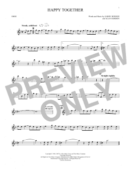 page one of Happy Together (Oboe Solo)