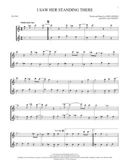page one of I Saw Her Standing There (arr. Mark Phillips) (Flute Duet)