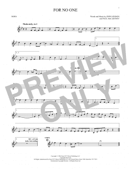 page one of For No One (French Horn Solo)
