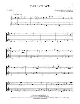 page one of She Loves You (arr. Mark Phillips) (Clarinet Duet)