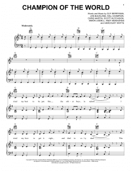 page one of Champion Of The World (Piano, Vocal & Guitar Chords (Right-Hand Melody))