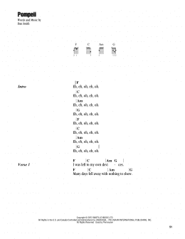 page one of Pompeii (Ukulele Chords/Lyrics)