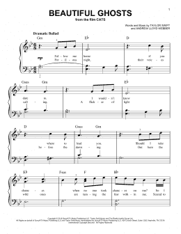 page one of Beautiful Ghosts (from the Motion Picture Cats) (Easy Piano)