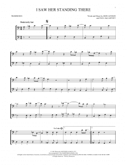 page one of I Saw Her Standing There (arr. Mark Phillips) (Trombone Duet)