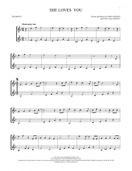 page one of She Loves You (arr. Mark Phillips) (Trumpet Duet)